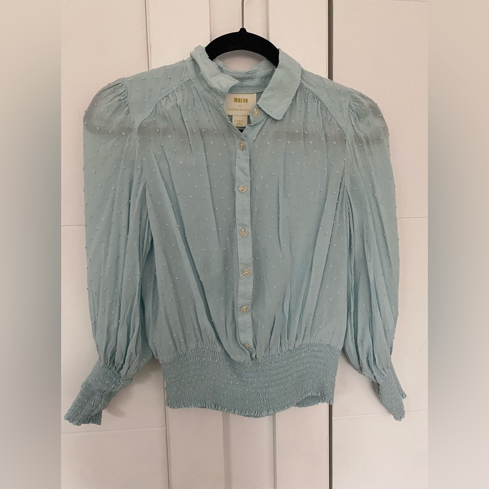 Anthropologie Maeve blouse. Pretty seafoam color size XS